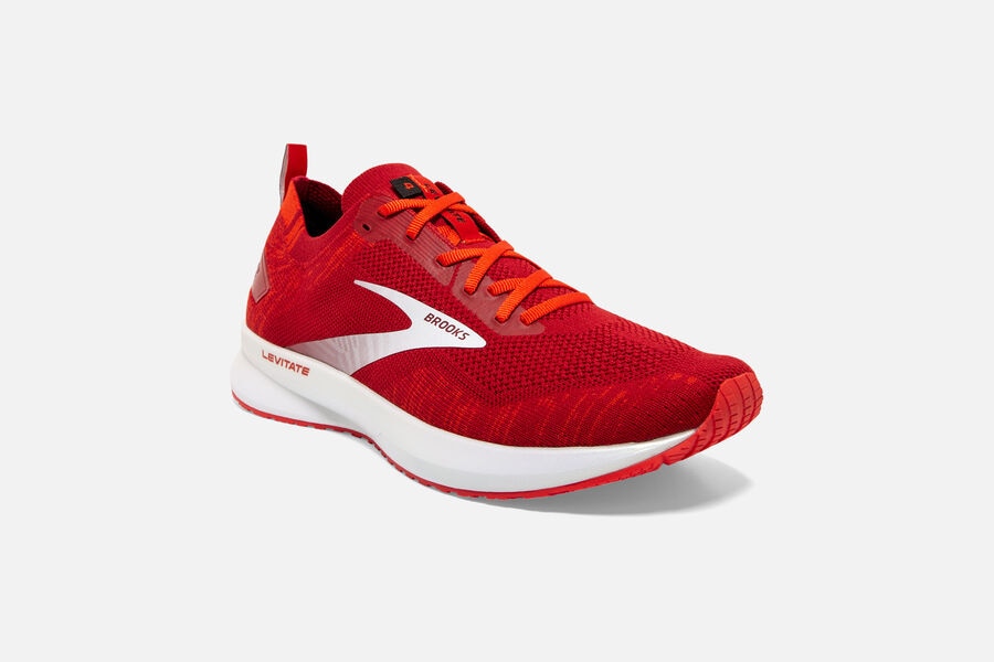 Levitate 4 Road Brooks Running Shoes NZ Mens - Red/Pink/White - MDYTSK-710